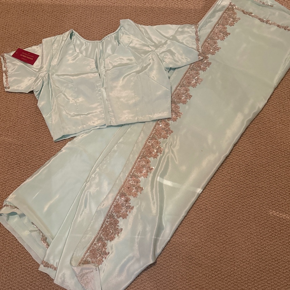 🆕 Light Blue Saree